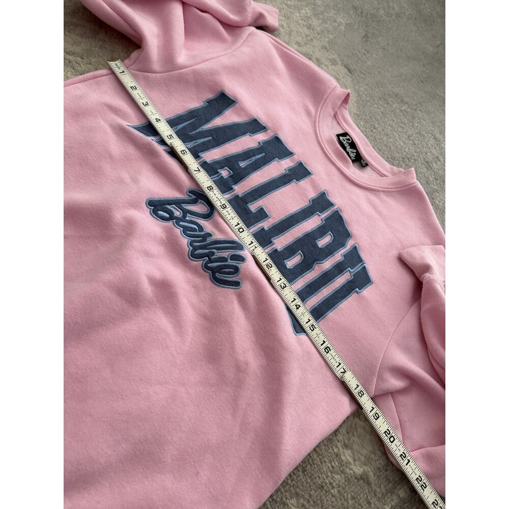 Pink Malibu Barbie Sweatshirt Blue Denim Logo Women’s Size S Oversized - Picture 8 of 9